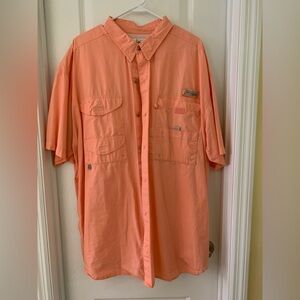 Columbia Orange Casual Button Down Shirt Short Sleeve
